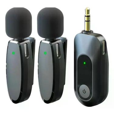Imagem de Microfone Lapela Sem Fio Vimai AP0052 Duplo 2 Microfones P2 3,5mm Pret