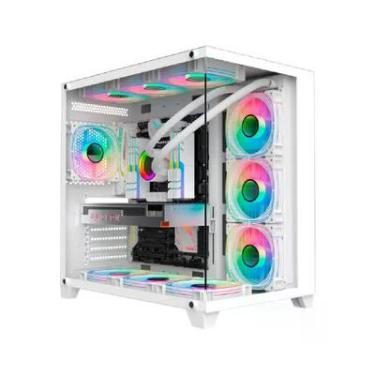 Imagem de Gabinete Gamer K-mex Ghost Shark Mid Tower, ATX, Lateral E Frontal Em Vidro Temperado, Branco