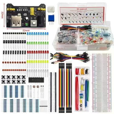 Imagem de Kit De Componentes Eletrônicos Para Iniciantes Com Placa De Circuito D