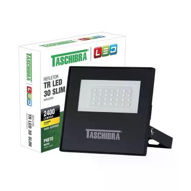 Imagem de Refletor Taschibra Led Tr Slim 30W Luz Branco Quente 3000K Preto Bivolt