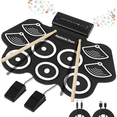 Imagem de Bateria eletrônica 6 Drums 5 Metal Silicone Portátil C Pedal - E1 Elet