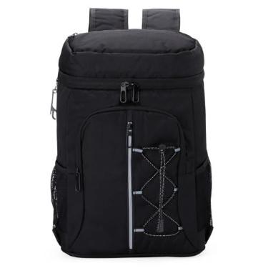 Imagem de Bolsa Térmica 30L Impermeável em Oxford com Alças para Costas, Compartimentos e Abridor de Garrafas (Preto)