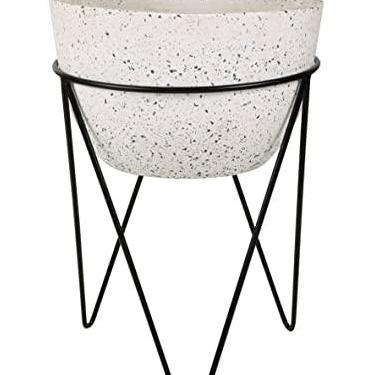 Imagem de Kit Cachepot De Piso Em Cimento Com Suporte Em Metal - 2 Pcs Mart Branco