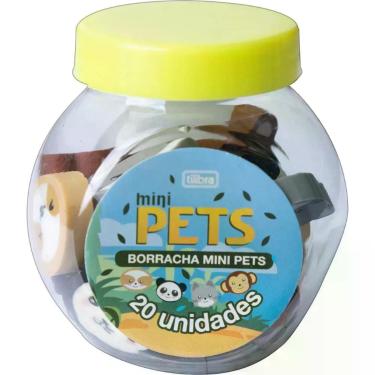 Imagem de Borracha Tilibra Mini Pets Macia e Não Tóxica Tamanho Mini Pote com 20 Unidades