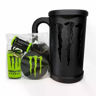 Imagem de Caneca Porta lata energético 475 ml kit + chaveiro, tampa e abridor. -