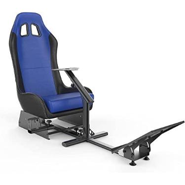 Imagem de cirearoa Sim Racing Cockpit with Seat | Compatible with G29 G920 G923 T248X T248 T300RS TX F458 T500RS| Easy to Install Racing Wheel Stand for PS5, Xbox, PC Gaming (Black/Blue)