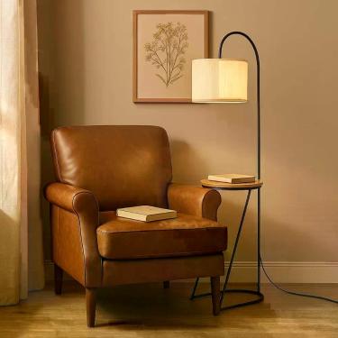 Imagem de Luminária Com Mesa De Cabeceira Acoplada Estilo Industrial Pés De Aço 