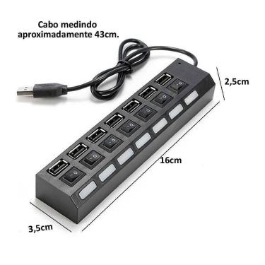 Imagem de Hub Usb 2.0 - 7 Portas C/ Interruptor - MKB