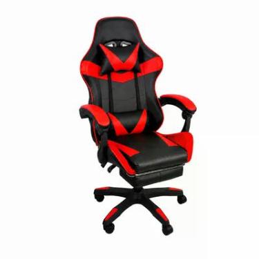 Imagem de Cadeira Gamer Webshop Stillus, Até 120KG, Ergonômica, Apoio Para os Pés, Vermelho