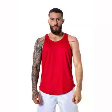 Imagem de Camiseta Regata Masculina Cavada Oversized Longline Vermelha - CHIELLA