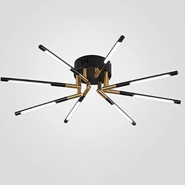 Imagem de Lustre de 8 cabeças LED Luzes de teto de silicone, Lustres de quarto modernos, Luzes de teto Luzes de teto embutidas pretas e douradas, Lustres industriais compatíveis com sala de jantar, sa
