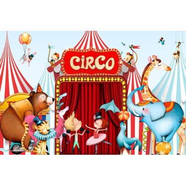 Imagem de Painel de Lona Circo Infantil Animais em Cena - Fabrika de Festa, 300x