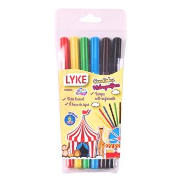 Imagem de Kit c/ 6 Canetinhas Hidrograficas Lavavel Infantil 6 Cores - LYKE