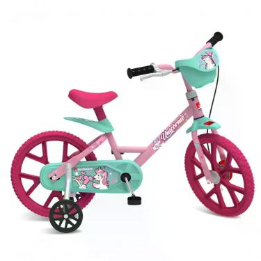 Imagem de Bicicleta Infantil 14 Unicornio com Rodinhas de Apoio Brinquedos Bandeirante