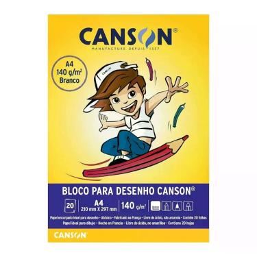 Imagem de Papel para desenho Canson branco A4 140gr, 210mm x 297mm, com 20 folha