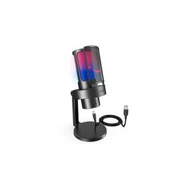 Imagem de Microfone Gamer Fifine Ampligame A8 Plus RGB, USB, Cardioide e Omni, Preto - A8PLUS