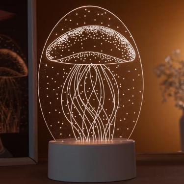 Imagem de Luminária led 3d, abajur de mesa, água-viva