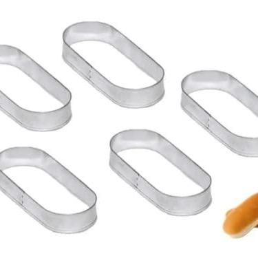 Imagem de Kit 5 Aros Modelador Para Pão De Hot Dog 15x7x3,0cm Aço Inox
