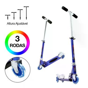 Imagem de Patinete Super Heróis Avengers 3 Rodas Ajuste de Altura Azul - DM Radi
