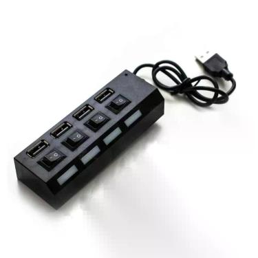 Imagem de Hub Usb 2.0 com 4 Portas com Chave Power Individual Preto