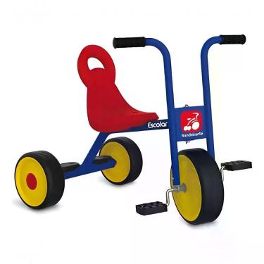 Imagem de Triciclo Infantil Linha Escolar para Desenvolvimento Motor e Intelectual com Quadro em Aço anti-ferrugem Azul Brinquedos