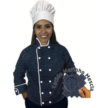 Imagem de Dolmã Feminino Uniforme Ideal Cozinheira Chefe De Cozinha - Eb Confecç