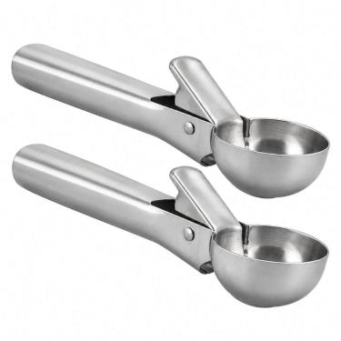 Imagem de Kit 2 Colher Pegador Sorvete Boleador Aço Inox Ejetor Pro - UnyHome