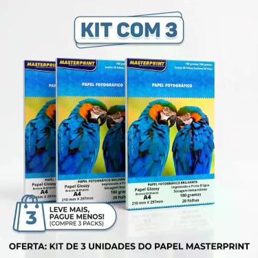 Imagem de Kit de Papel Glossy Fotográfico A4 180g para Convites e Trabalhos Gráf
