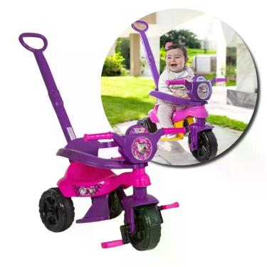 Imagem de Carrinho de Passeio Infantil com Pedal Kemotoca Baby Dog com Função 2 em 1 e Rodas Estáveis Rosa Fullcommerce