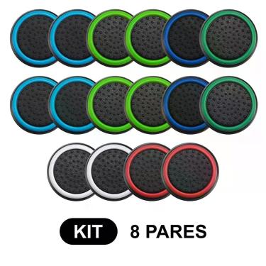 Imagem de 8 Pares de Grips p/ controle Anti Derrapante Silicone Botão Analógico