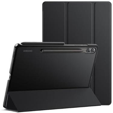 Imagem de JETech Capa Protetora para Samsung Galaxy Tab S9 FE Plus, Preto | Traseira Translúcida Fina, Design de Suporte Triplo, Ativação/Repouso Automático, Proteção Leve