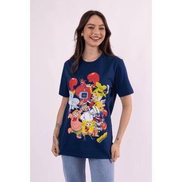 Imagem de Camiseta Bob Esponja Turma Da Fenda Do Biquíni - Piticas, 8, Azul, Men