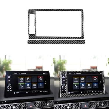 Imagem de GDFJGD Adesivo de acessórios interiores de fibra de carbono real compatível com Honda 11ª geração Civic 2022 2023 2024 2025 Sport Touring/Si/Type R Sedan carro multimídia navegação moldura decalque
