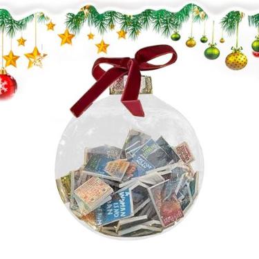 Imagem de Rrlihjgu Enfeites de Natal Bolas,Enfeites de Bolas para Árvore de Natal, de bolas engraçadas transparentes cheios de livros - Bola sazonal interna de inauguração com cordão para janela, teto e