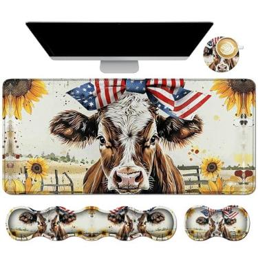 Imagem de Dikoer 4 peças de almofada de espuma de memória para descanso de pulso + tapete de mesa de jogos 80 cm * 30 cm + almofada de pulso de mouse + conjunto de porta-copos, protetor de mesa antiderrapante