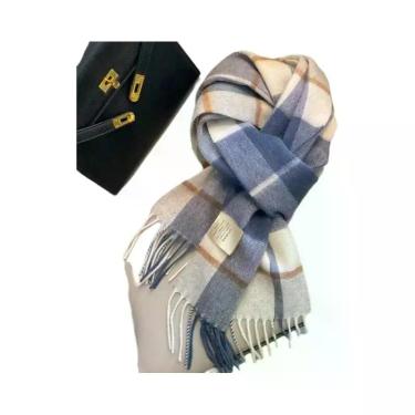 Imagem de Cachecol De Lã Xadrez Vintage Feminino Estilo Preppy Outono Inverno Pa