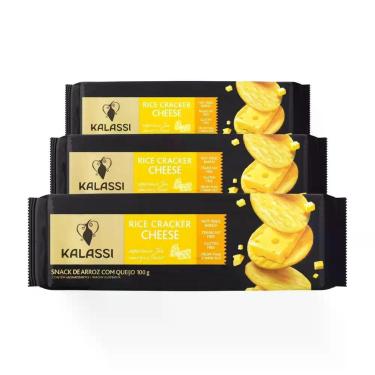 Imagem de Biscoito de Arroz Importado Kalassi Queijo 3 Pacotes de 100g, Queijo
