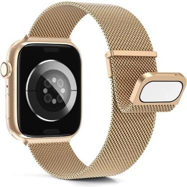 Imagem de HAOZHI Pulseira Compatível com Apple Watch Ultra 4 SE 3 2,12 11 10 9 7 6 5 | Magnético Pulseira para iWatch 49mm/46mm/45mm/44mm/42mm/41mm/40mm/38mm,Bracelete Correia para iWatch Series 12 11 10 9 8 7 6