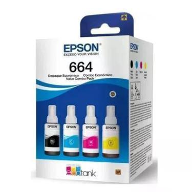 Imagem de Kit Epson com 4 tintas, Refil, compatível com L355 L365 T664