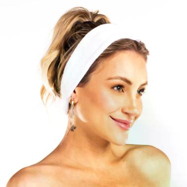 Imagem de Bandana-faixa De Cabelo Em Atoalhado Para Skin Care E Maquiagem Vairelli Bandana Branca