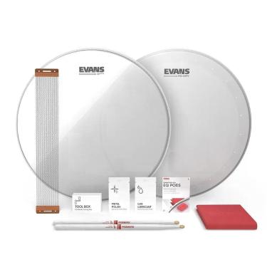 Imagem de Kit para Caixa Snare Tune Up ESTUK-14HDD-1 HD Dry com Pele Batedeira e Resposta Branco Evans