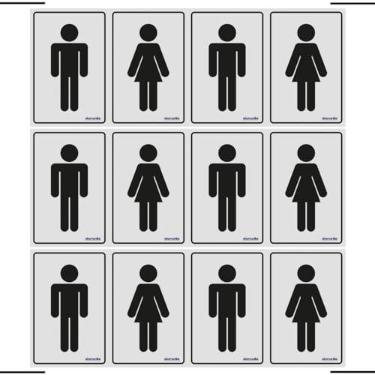 Imagem de Combo 6 Placas De Sinalização Banheiro Masculino - Feminino 20x15 Ekomunike - B-567 F9e