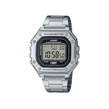 Imagem de Casio Relógio masculino W-218H-1AVCF mostrador digital clássico quartzo preto, Prata, Moderno