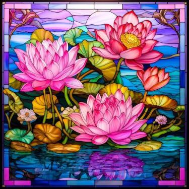 Imagem de Bgraamiens 1000 peças quebra-cabeças com flores de vitral para adultos, quebra-cabeças artísticos, quebra-cabeças difíceis impossíveis para adultos, quebra-cabeças coloridos de vitrais (flor floral)