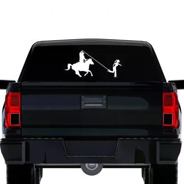 Imagem de Adesivo Cavalo Cowboy Laço Mulher Casal Country Sertanejo Branco Branco