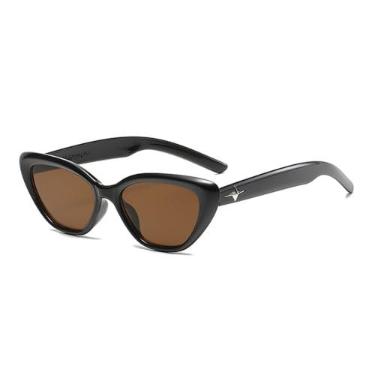 Imagem de Óculos de sol vintage estilo olho de gato, triângulo, rebite, pequeno, óculos de sol, UV400, tendência de moda urbana, óculos femininos, preto, marrom, tamanho único