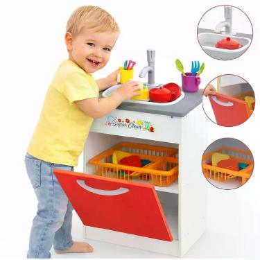 Imagem de Pia Infantil Super Clean com Acessórios Brinquedo Educativo MDF 31,5CM Yeet