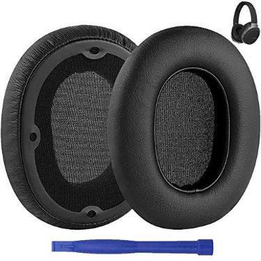 Imagem de Almofadas de ouvido W830BT, almofadas de substituição para orelha de couro proteico e espuma de memória para edredom W830BT W830 BT W860NB W860 NB sem fio Bluetooth Fones de ouvido estéreo (preto)