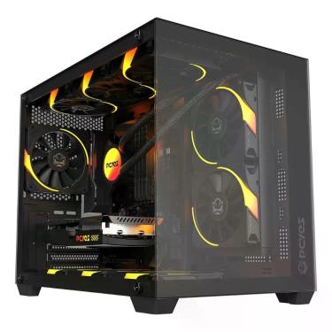 Imagem de Gabinete Gamer Forcefield V2 Black Vulcan GFFV2BV Mid-tower Mini ITX e Micro ATX Vidro Temperado Preto Pcyes