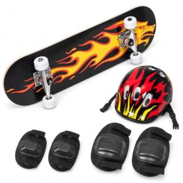 Imagem de Skate Infantil 60cm Completo Até 40kg Iniciante Várias Estampas (DRAGÃO LARANJA)